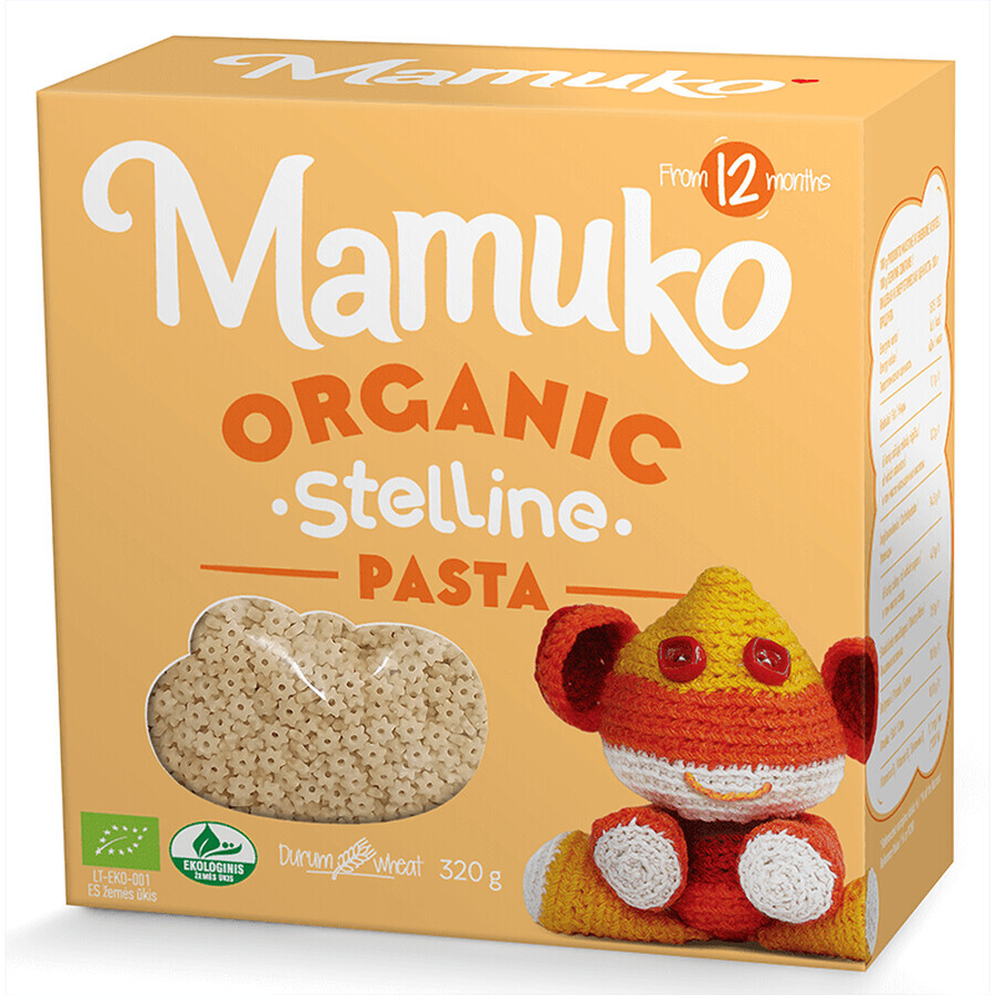 Biologische harde tarwe stervormige pasta voor kinderen, +12 maanden, 320 g, Mamuko