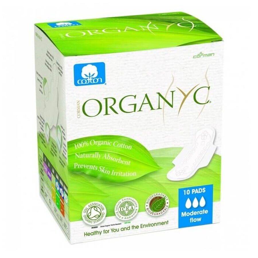 Absorbante intime din bumbac organic pentru zi, 10 bucati, Organyc