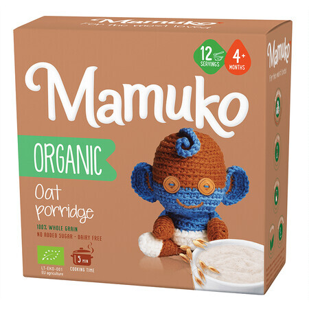 Porridge à base d'avoine bio sans sucre pour les enfants de +4 mois, 200 g, Mamuko
