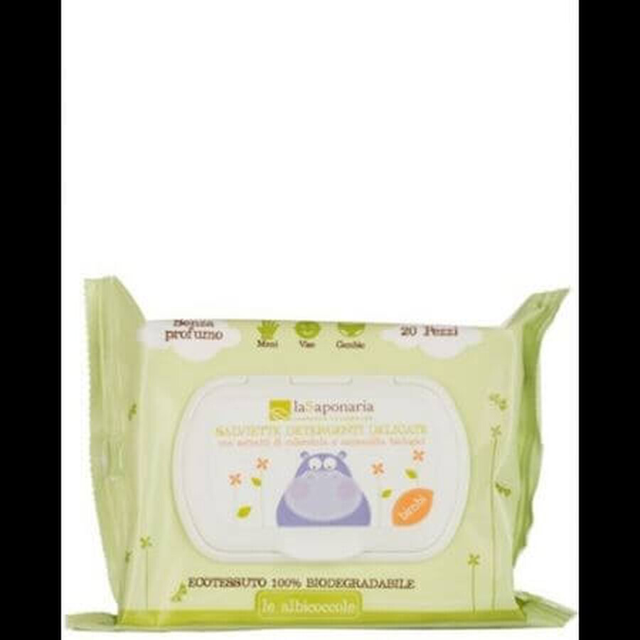 Lingettes nettoyantes humides, 20 pièces, La Saponaria