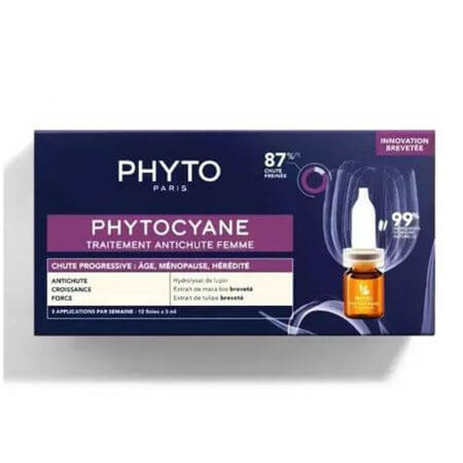 Tratament pentru caderea ocazionala a parului pentru femei Phytocyane, 12 x 5 ml, Phyto