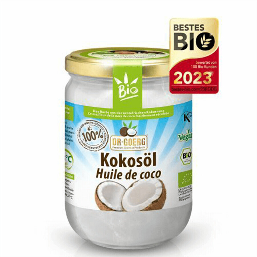 Premium Ruwe Biologische Kokosolie, 500 ml, Dr. Goerg