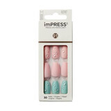 Unghie finte Impress, Dew Drop Medium Coffin, Kiss