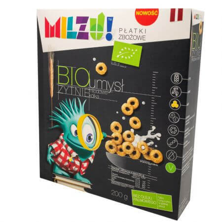 Biologische granen met rogge en honing Mind, 200 g, Milzu