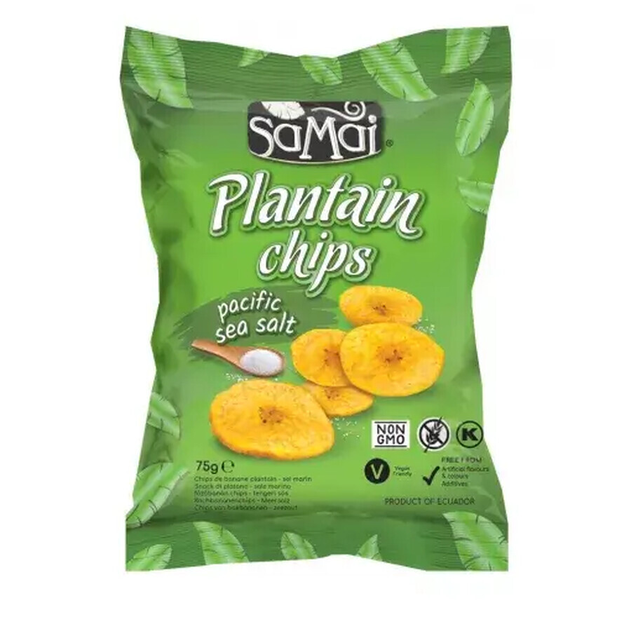 Chipsuri din banane cu sare de mare, 75 g, SaMai