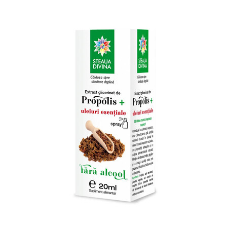Extrait de glycérine de propolis aux huiles essentielles, 20 ml, Divine Star