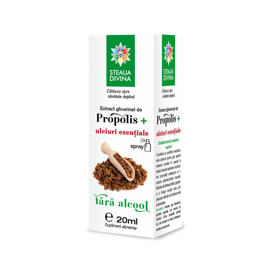 Extrait de glycérine de propolis aux huiles essentielles, 20 ml, Divine Star