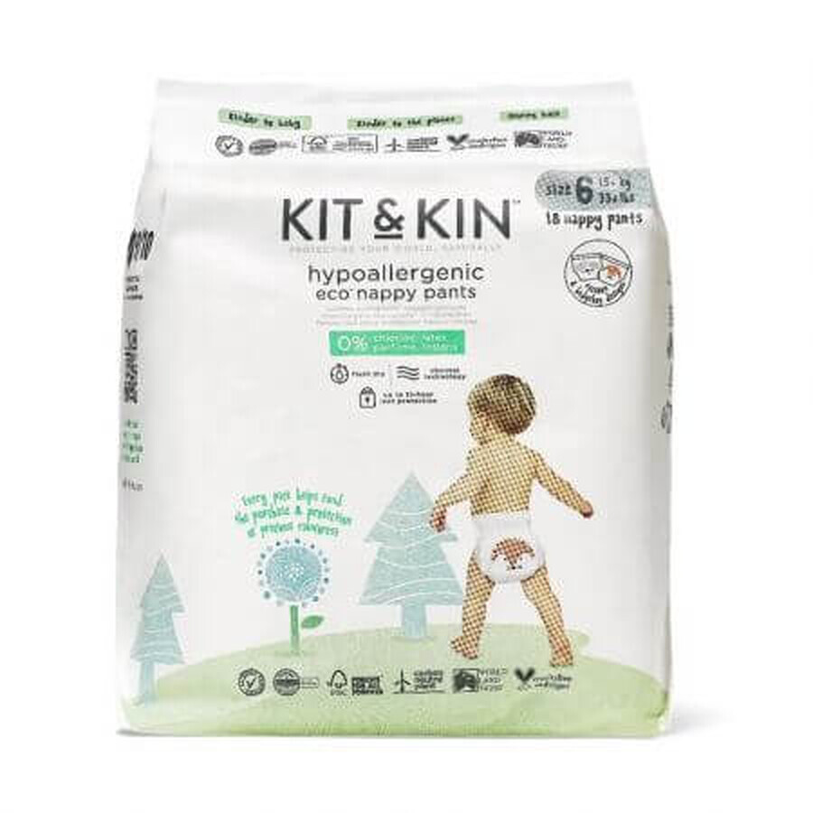 Eco Pull - Up hypoallergene Windeln, Größe 6, 15 kg+, 18 Stück, Kit&Kin