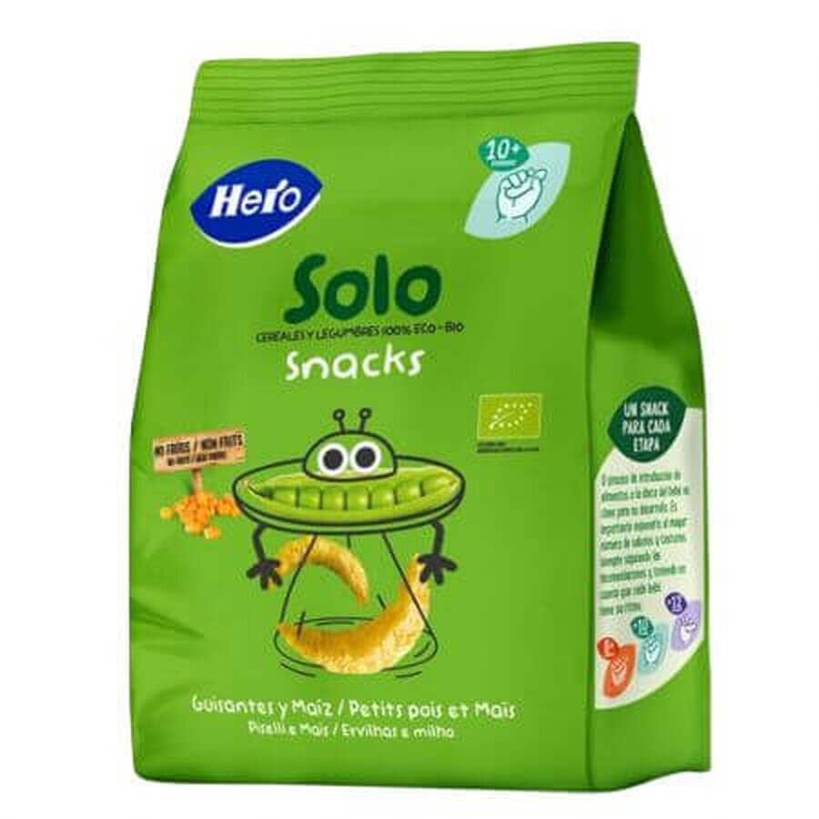 Biologische snack met erwten en maïs, 40 g, Hero Solo