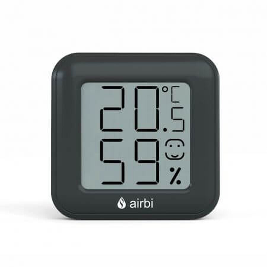 Digitales Raumthermometer und Hygrometer, Schwarz, Airbi