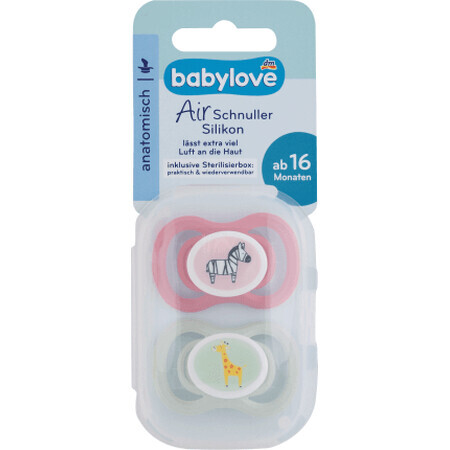 Babylove Anatomische siliconen fopspeen vanaf 16 maanden Safari, 2 stuks