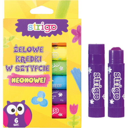 Strigo Neon gelstick kleurpotloden, 6 stuks