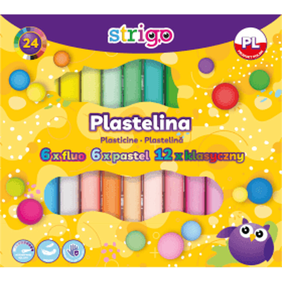 Strigo Plasticine gemengde kleuren, 24 st