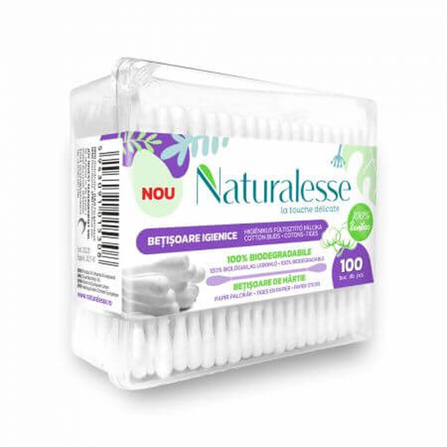 Hygienische Wattestäbchen, 100 Stück, Naturalesse