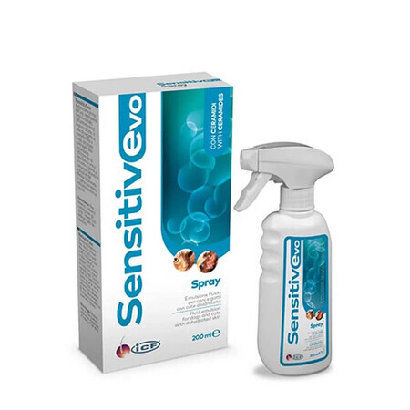 Vloeibare emulsie voor de gedehydrateerde huid van honden en katten Sensitive Evo Spray, 200 ml, ICF