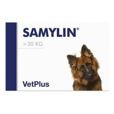 Voedingssupplement voor het behoud van de levergezondheid bij honden van grote rassen &gt;30kg Samylin Large Breed, 30 tabletten, VetPlus