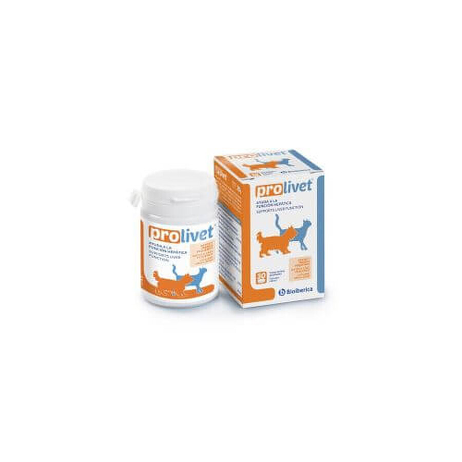 Voedingssupplement ter ondersteuning van ernstig verminderde leverfunctie bij kleine honden en katten Prolivet Small, 30 tabletten, Bioiberica