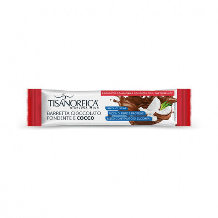 Dark chocolate and coconut protein bar Gianluca Mech Tisanoreica Barretta Cioccolato Fondente e Cocco 1x35gr