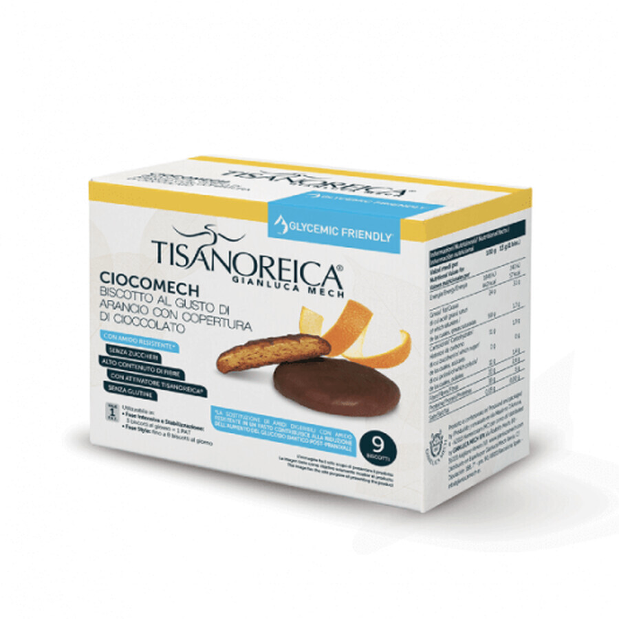 Gianluca Mech Tisanoreica Ciocomech biscuits à l'écorce d'orange et au chocolat noir 9x13gr