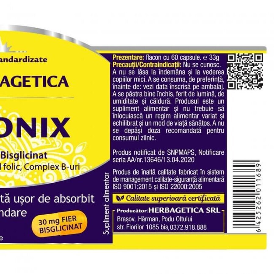 Feronix, 60 capsule, Herbagetica