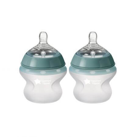 Biberon anti-colique en silicone Closer to Nature, 2 pièces, 150 ml, Tommee Tippee