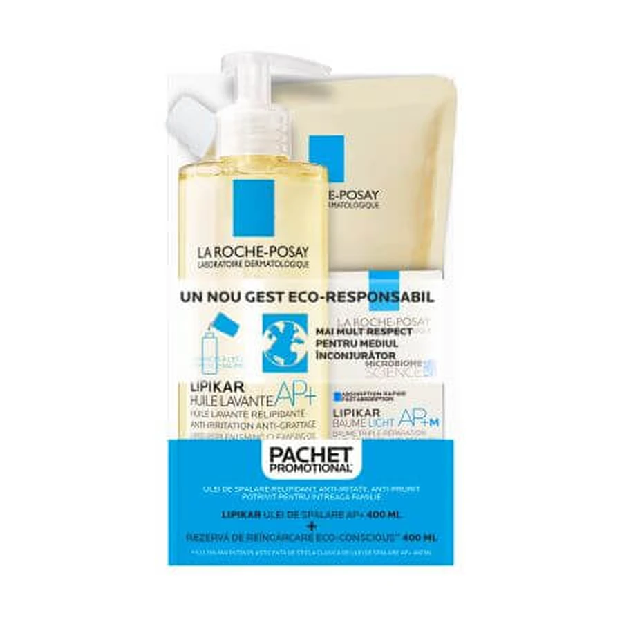 Lipikar AP+ wasolie 400 ml + Lipikar Baume Light AP+M Lipikar Baume Light AP+M Conditioner 15 ml + Lipikar Baume Light AP+M Conditioner 400 ml + Lipikar Baume Light AP+M Conditioner 15 ml, La Roche Posay