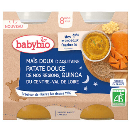 Eco Zoete Mais, Zoete Aardappel en Quinoa Puree, 2x200 g, BabyBio