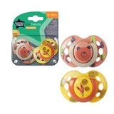 Sucettes orthodontiques amusantes, 6 - 18 mois, Orange / Jaune, 2 pièces, Tommee Tippee