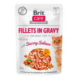 Natvoer met zalmfilet voor katten Brit Care Filets in Jus Met Hartige Zalm, 85 g, Brit