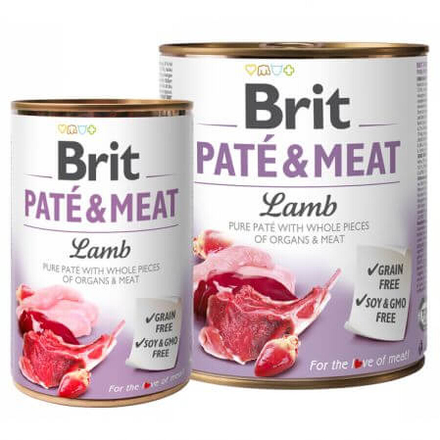 Wet food with lamb for dogs Pate & Meat, 400 g, Brit