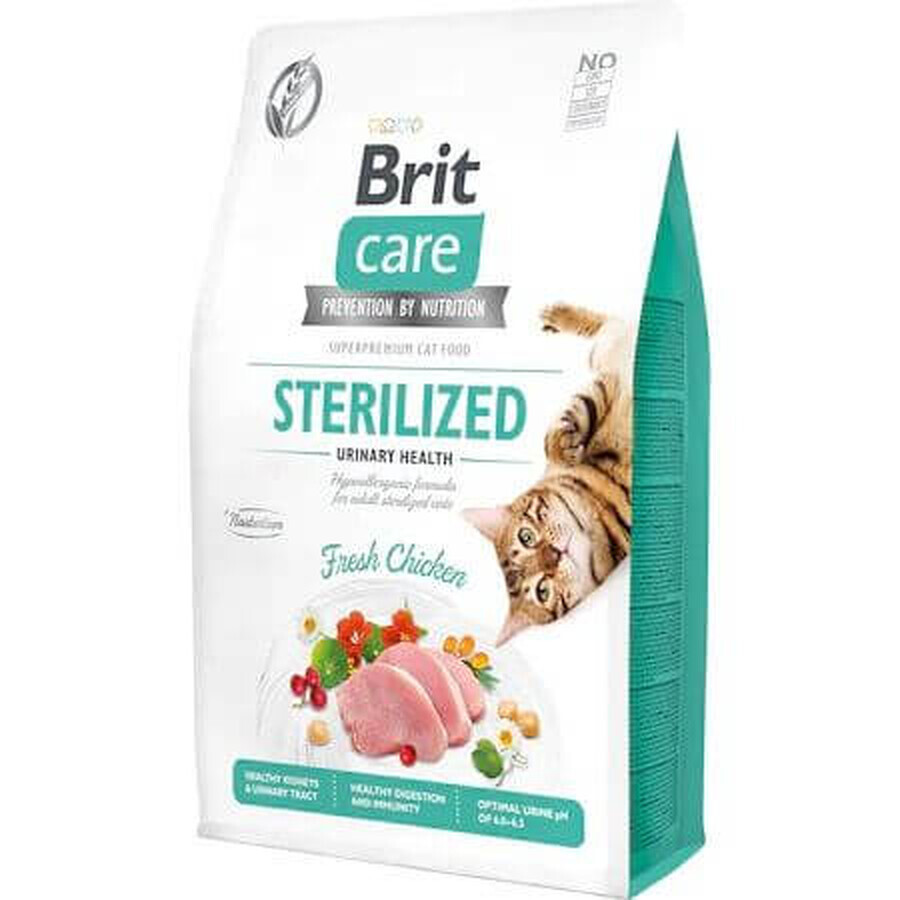 Dry food with chicken for sterilized cats Brit Care GF Sterilized Urinary Health, 2 kg, Brit