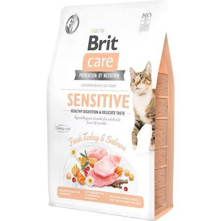 Dry cat food with salmon and turkey Brit Care GF Healthy Digestion & Delicate Taste, 2 kg, Brit