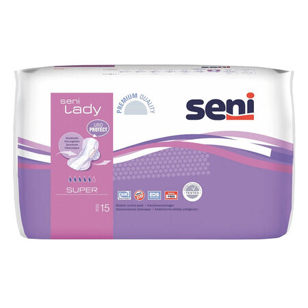 Compresses urologiques pour femmes, Super, 15 pièces, Seni Lady