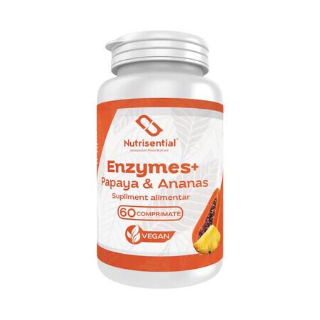 Spijsverteringsenzym, Enzymen+ Papaja &amp; Ananas, 60cps, Nutrisential®