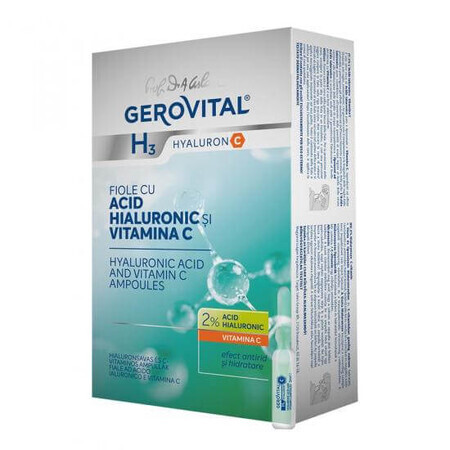 Gerovital H3 Acide Hyaluronique et Vitamine C Ampoules, 10 x 2 ml, Farmec