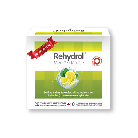 Rehydrol Menta si Lamaie 2fl x 10cpr.eff + 10cpr eff cadou MBA Pharma