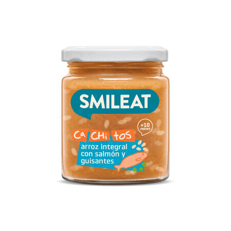 Nourriture biologique pour saumon, petits pois et riz brun, +10 mois, 230 g, Smileat