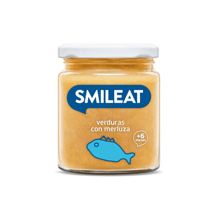 Biologische groentepuree met heek en olijfolie, +6 maanden, 230 g, Smileat