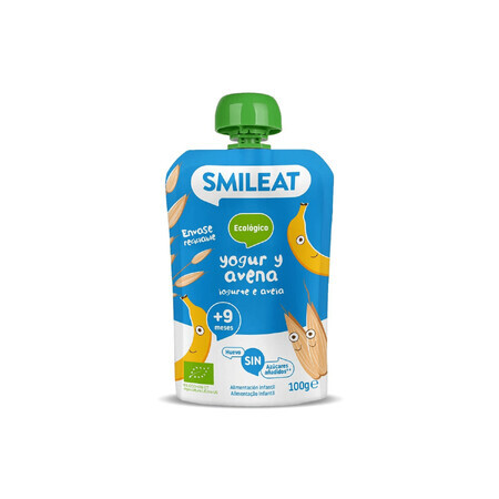 Purea di banana, yogurt e avena bio, +9 mesi, 100 g, Smileat