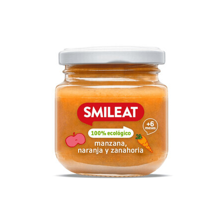 Biologische puree van appel, sinaasappel en wortel, +6 maanden, 130 g, Smileat