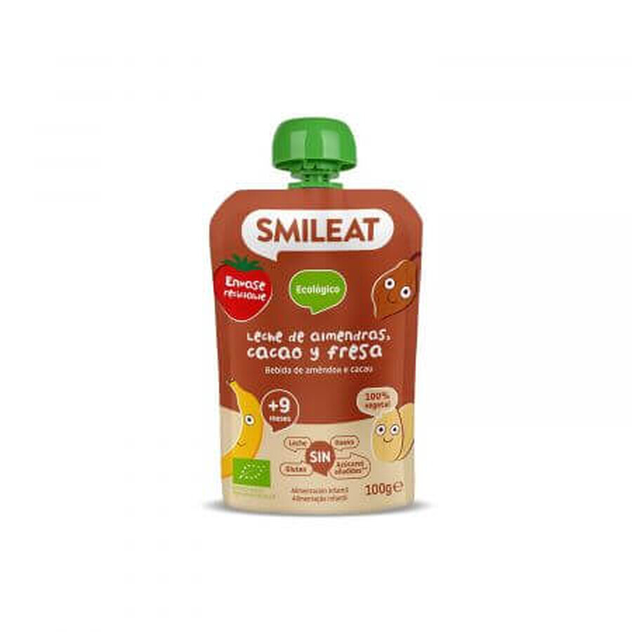 Purée d'amandes, de cacao et de fraises bio, +9 mois, 100 g, Smileat