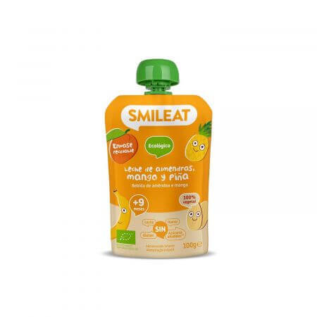 Biologische puree van amandelen, mango en ananas, +9 maanden, 100 g, Smileat