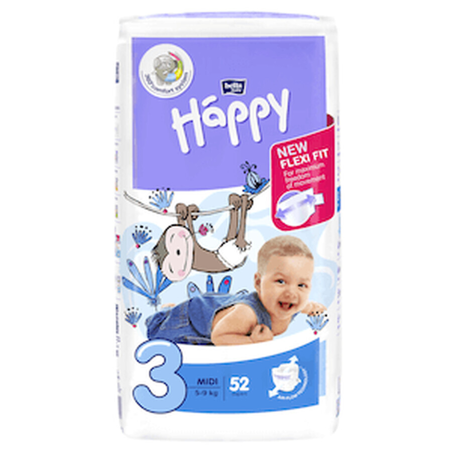 Windel Midi, Nr. 3, 5 - 9 kg, 70 Stück, Happy