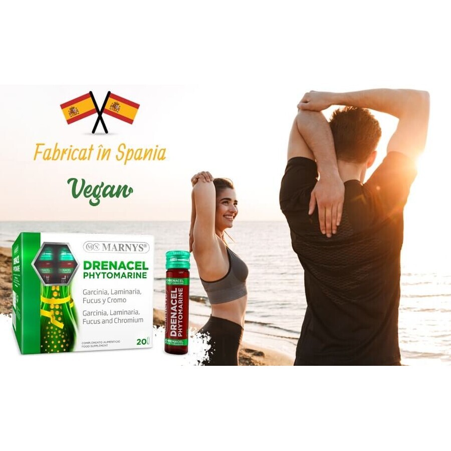 Drenacel Phytomarine avec Garcinia Cambogia + Fucus + Laminaria + Chromium pour accélérer le métabolisme et normaliser les processus de la glande thyroïde - Produit végétalien - 20 ampoules, Marnys