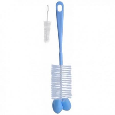 Brosse à biberon et à tétine avec éponge, bleue, BabyOno