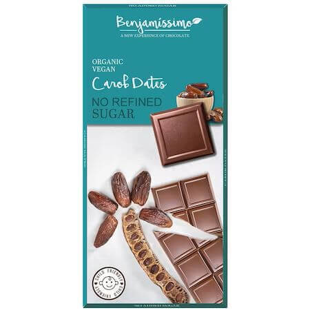 Biologische chocolade met johannesbroodpitmeel en dadels, 70 g, Benjamissimo