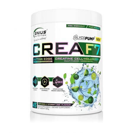 Creatine powder with lime flavour CreaF7, 405 g, Genius Nutrition