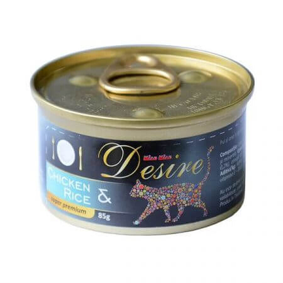 Wet cat food with chicken and rice Desire, 85 g, Meow Meow