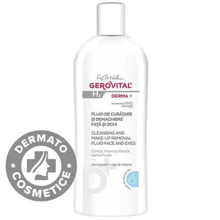 Gerovital H3 Derma+ face and eye cleansing and cleansing fluid, 200 ml, Farmec