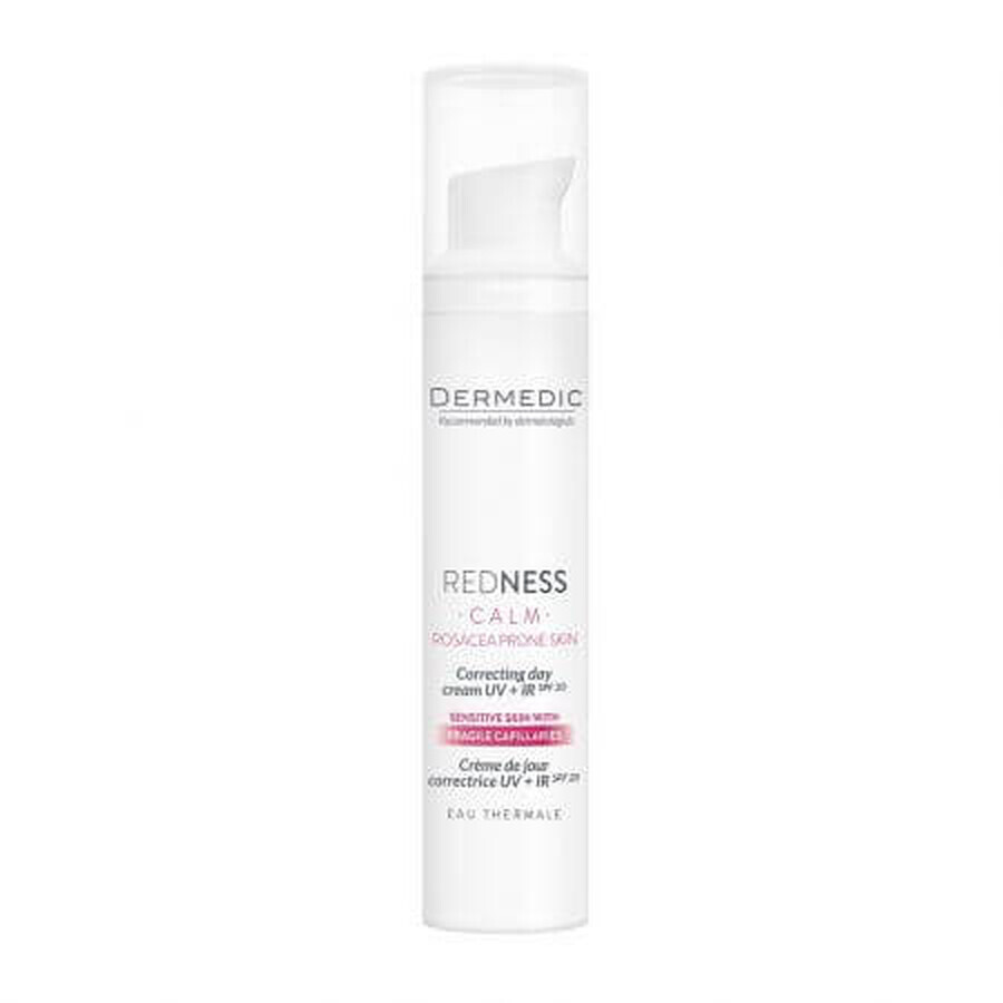 Dermedic Redness Calm UV+IR Day Corrective Cream pour les peaux couperosées, 40 ml